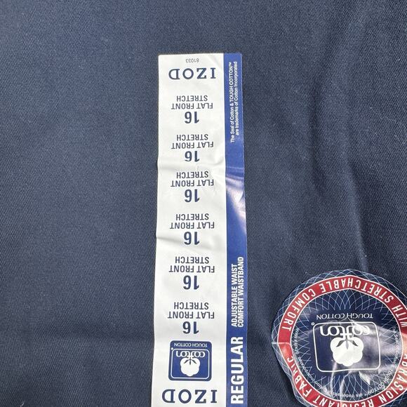 IZOD School Uniform Pants Flat Front Stretch Boys Size 16 Navy Blue - Picture 6 of 8